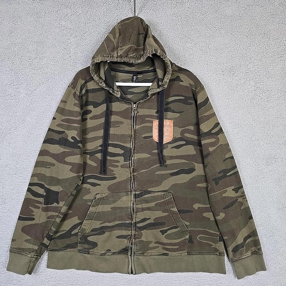 BURNSIDE Camo Full Zip Hoodie Size XL  Lions Logo